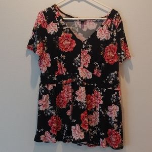 Torrid Floral V Neck Blouse size 1